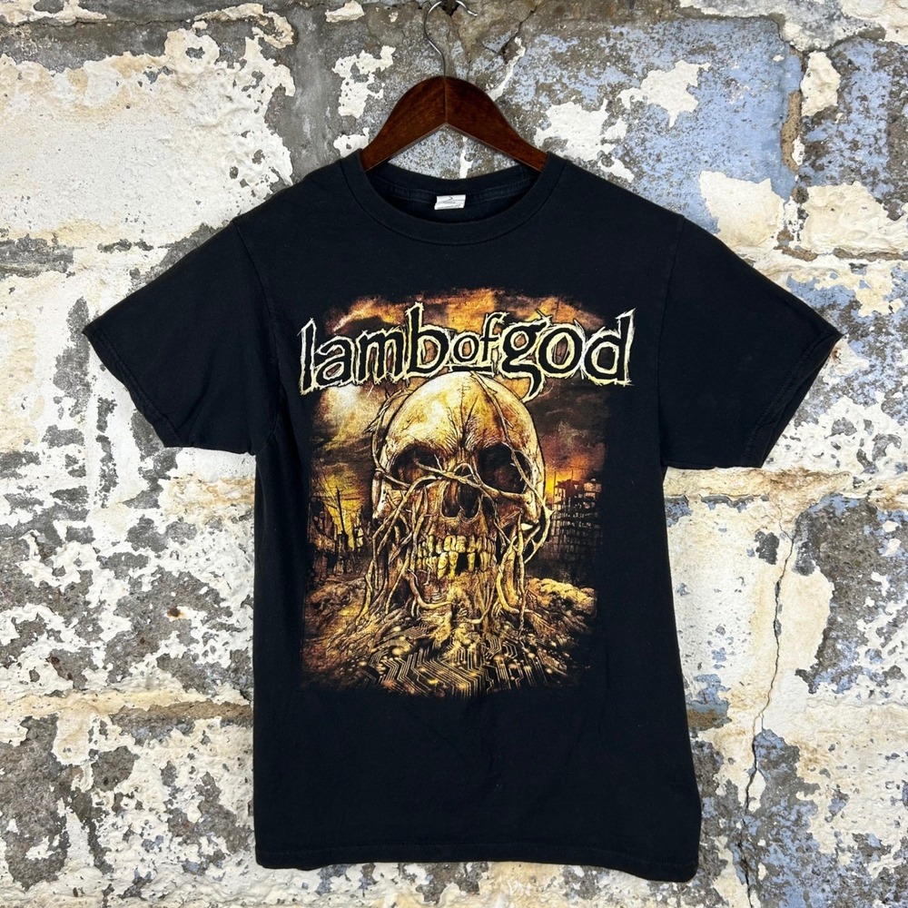Optima Lamb of God Graphic Tee Mens Small Black Excellent Skull Band Shirt